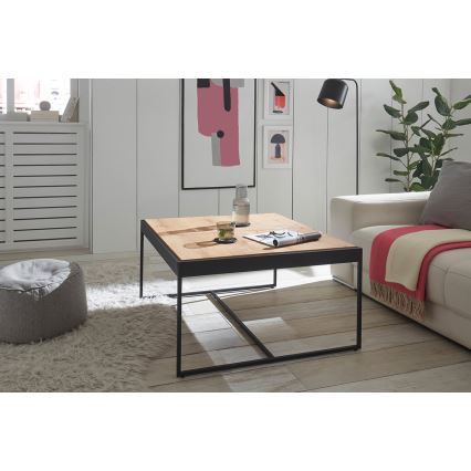 Table basse PULSE 83x83 cm chêne/noir