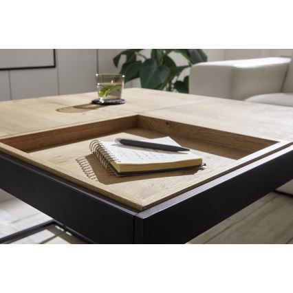 Table basse PULSE 83x83 cm chêne/noir