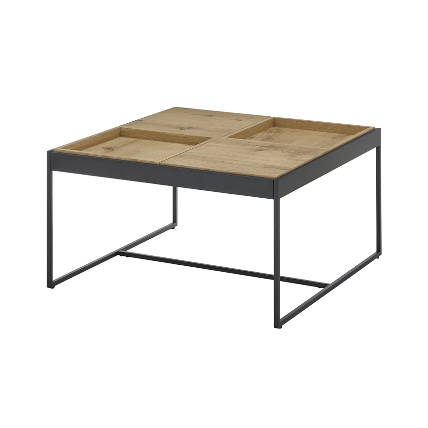 Table basse PULSE 83x83 cm chêne/noir