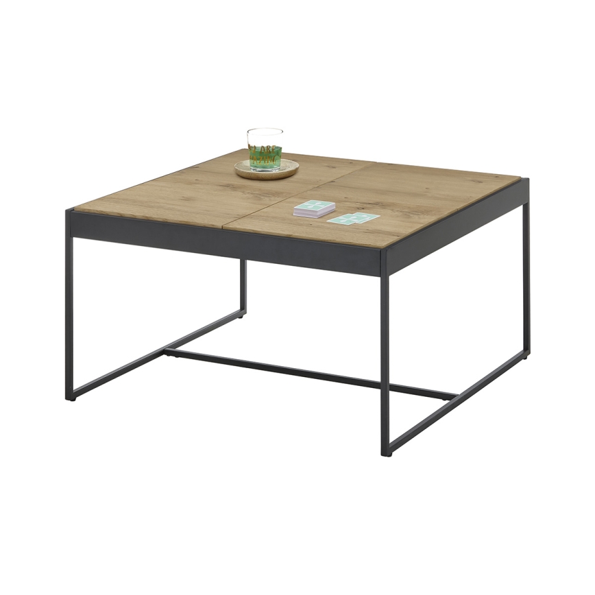 Table basse PULSE 83x83 cm chêne/noir