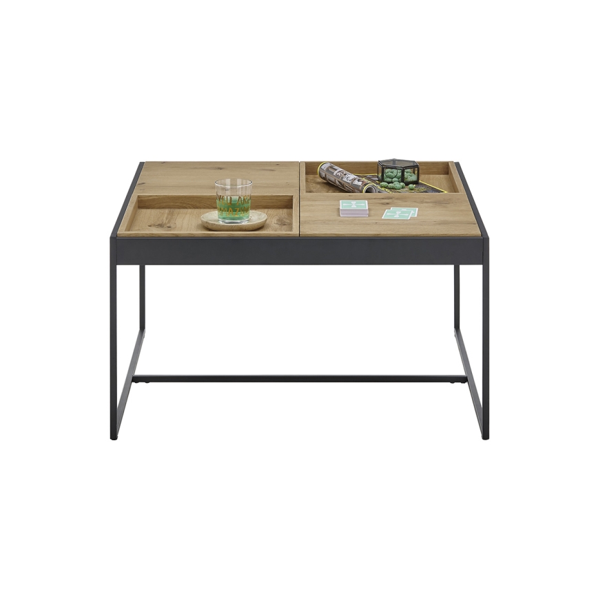 Table basse PULSE 83x83 cm chêne/noir