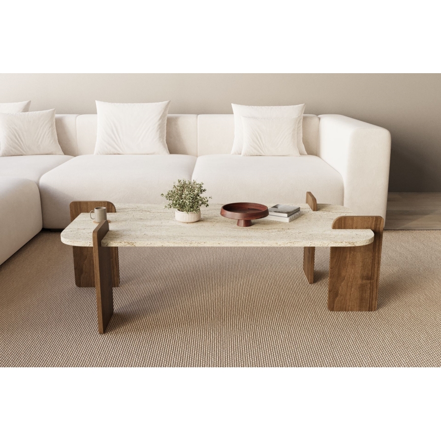 Table basse PURO 120 x 60 cm noyer/beige