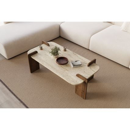 Table basse PURO 120 x 60 cm noyer/beige
