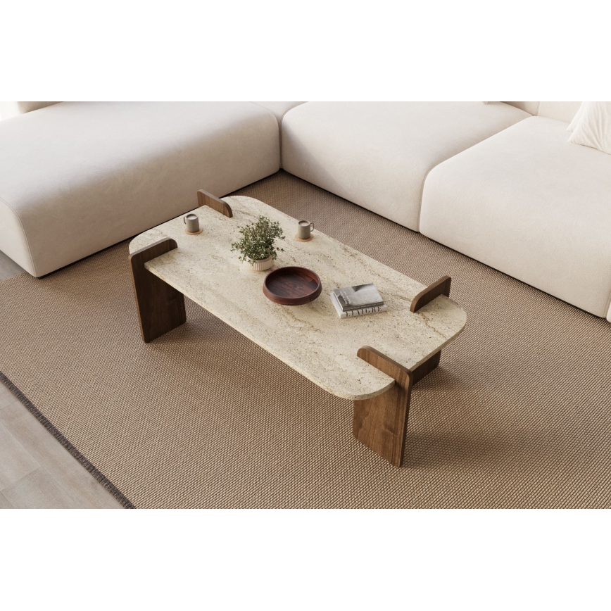 Table basse PURO 120 x 60 cm noyer/beige
