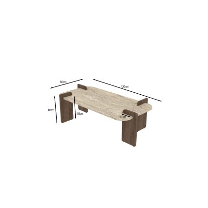 Table basse PURO 120 x 60 cm noyer/beige