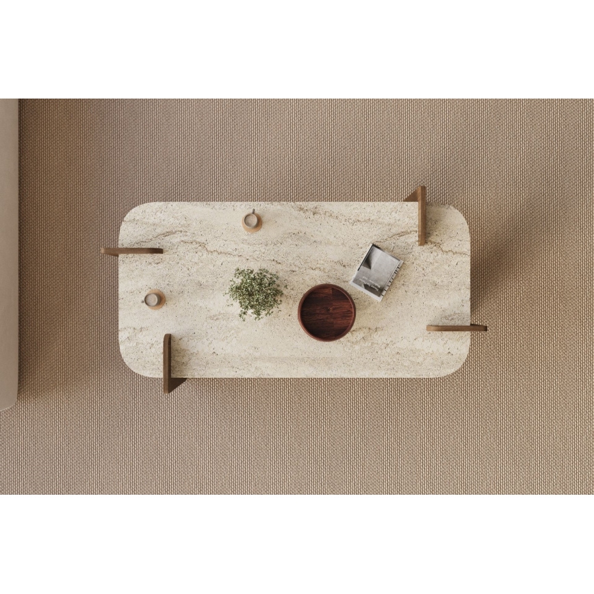 Table basse PURO 120x60 cm noyer/travertin