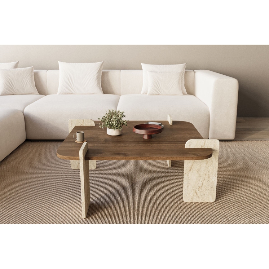 Table basse PURO 90x90 cm noyer/beige