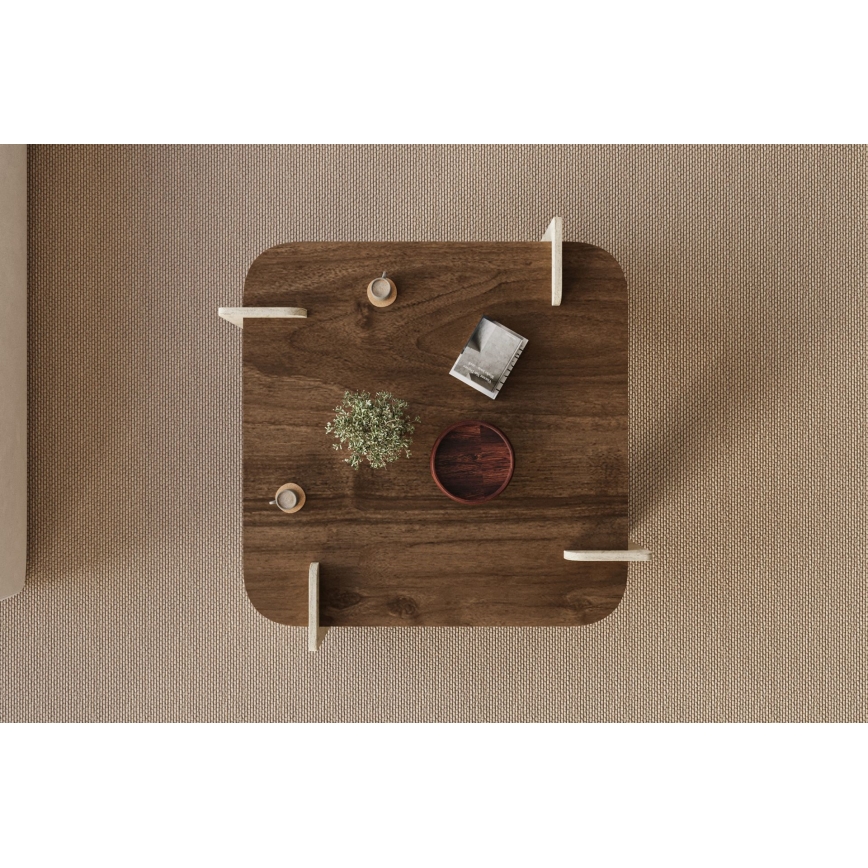 Table basse PURO 90x90 cm noyer/beige