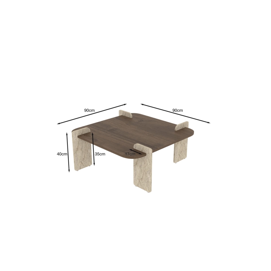 Table basse PURO 90x90 cm noyer/beige