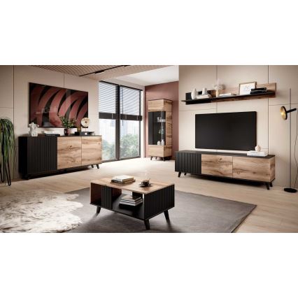 Table basse RANDOM 40x92 cm noir/chêne wotan