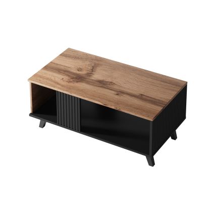 Table basse RANDOM 40x92 cm noir/chêne wotan