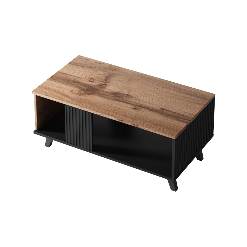 Table basse RANDOM 40x92 cm noir/chêne wotan