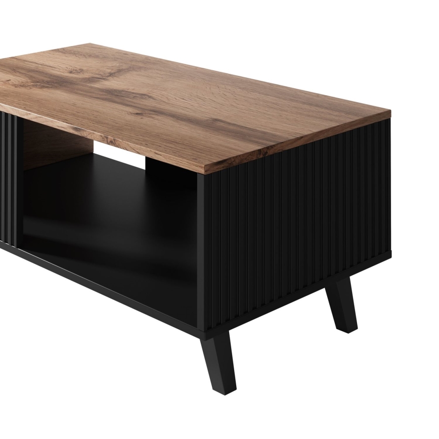 Table basse RANDOM 40x92 cm noir/chêne wotan