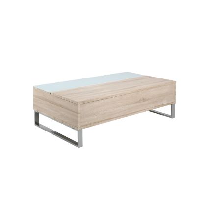 Table basse relevable ENZO 110 x 60 cm blanche/chêne sonoma