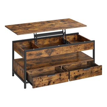 Table basse relevable NYRO marron/noir