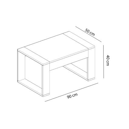 Table basse RETRO 40x90 cm blanc/marron