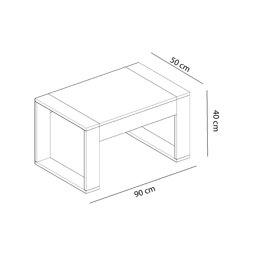 Table basse RETRO 40x90 cm blanc/marron