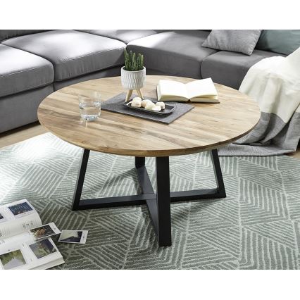 Table basse RIVA Ø 90 cm acacia/noir