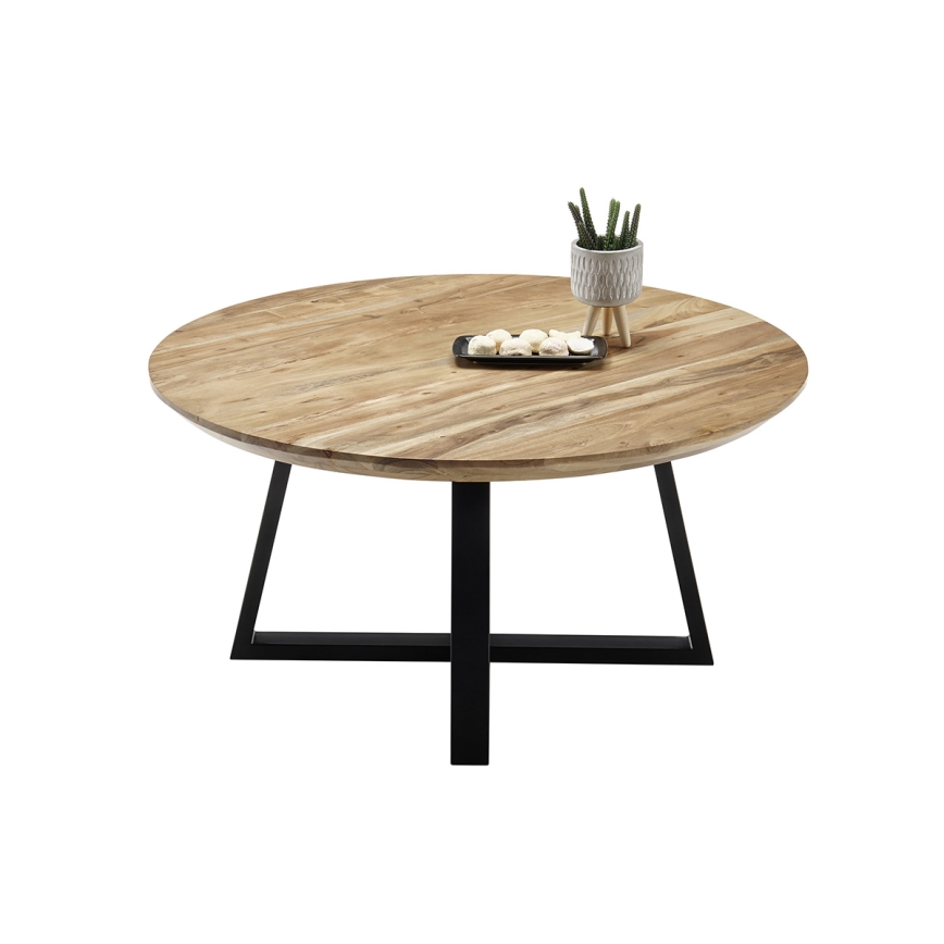 Table basse RIVA Ø 90 cm acacia/noir