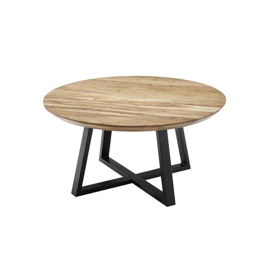 Table basse RIVA Ø 90 cm acacia/noir