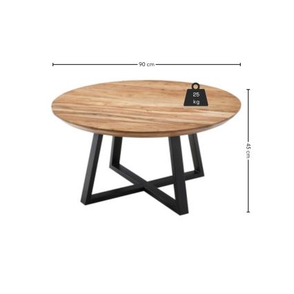 Table basse RIVA Ø 90 cm acacia/noir