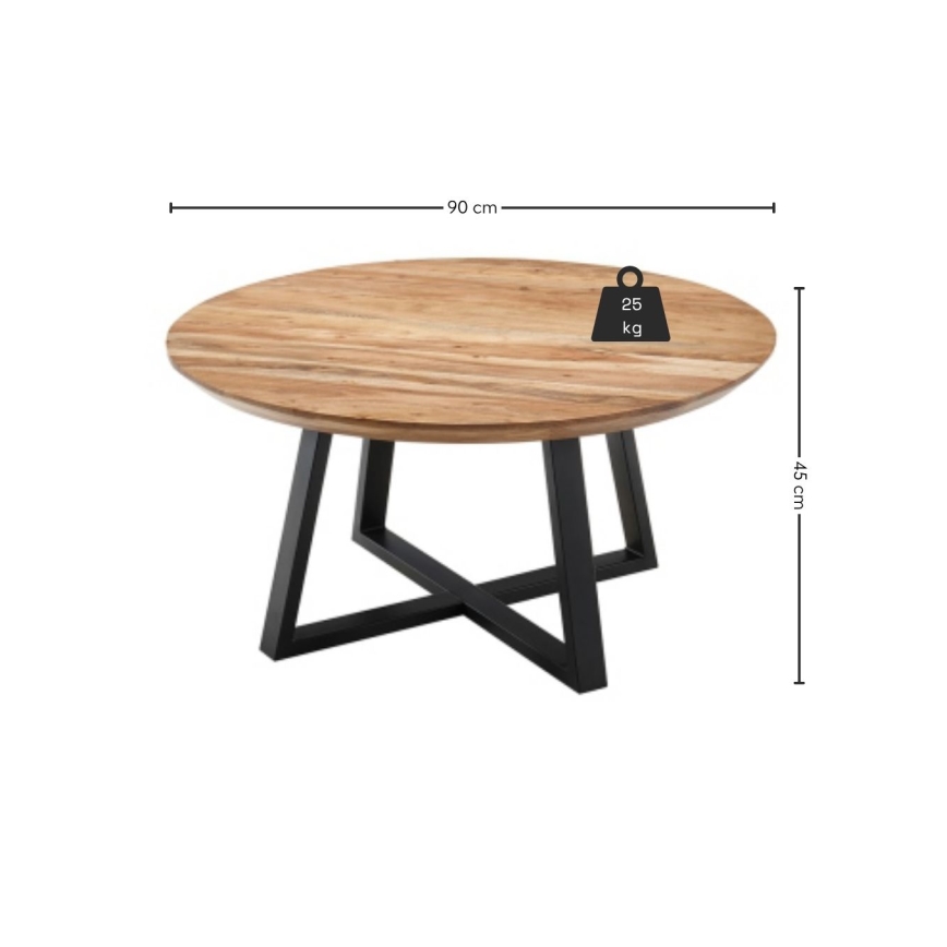 Table basse RIVA Ø 90 cm acacia/noir