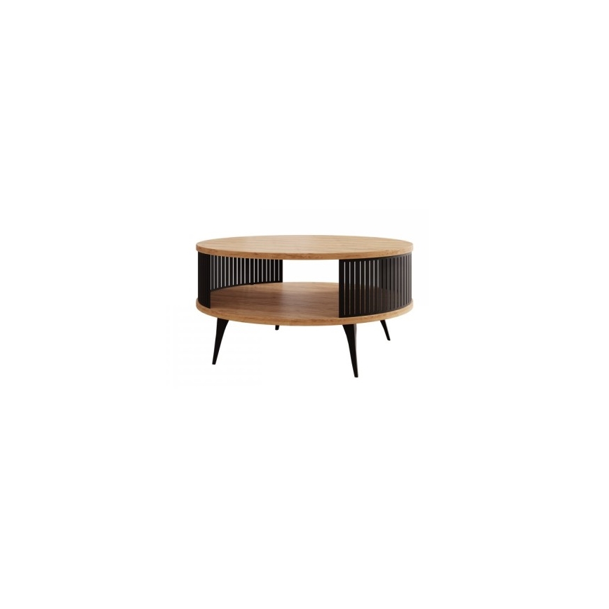 Table basse ROENNI 44x75 cm noir/doré chêne