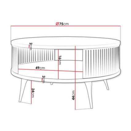 Table basse ROENNI 44x75 cm noir/doré chêne