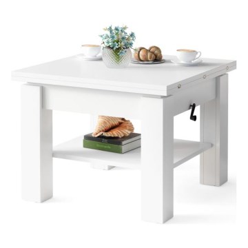 Table basse/salle à manger pliable avec couvercle relevable CALEB blanc