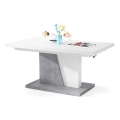 Table basse/salle à manger pliable avec couvercle relevable NINO blanc/gris béton