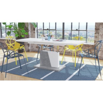 Table basse/salle à manger pliable avec couvercle relevable NINO blanc/gris béton