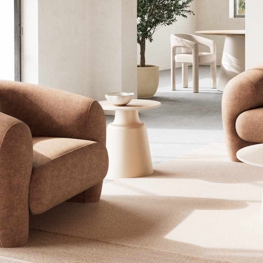 Table basse SANTORINI, Ø 45 cm, beige/gris, céramique