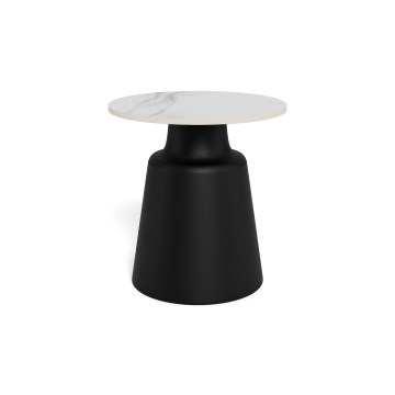 Table basse SANTORINI, Ø 45 cm, blanc/noir/céramique