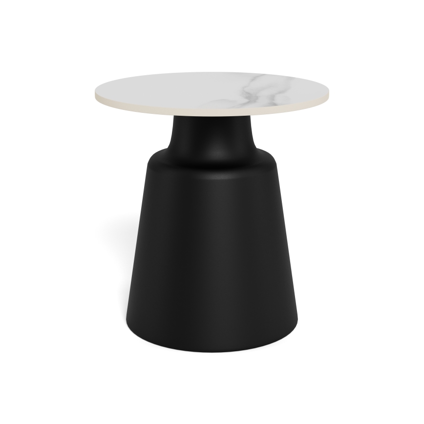 Table basse SANTORINI, Ø 45 cm, blanc/noir/céramique
