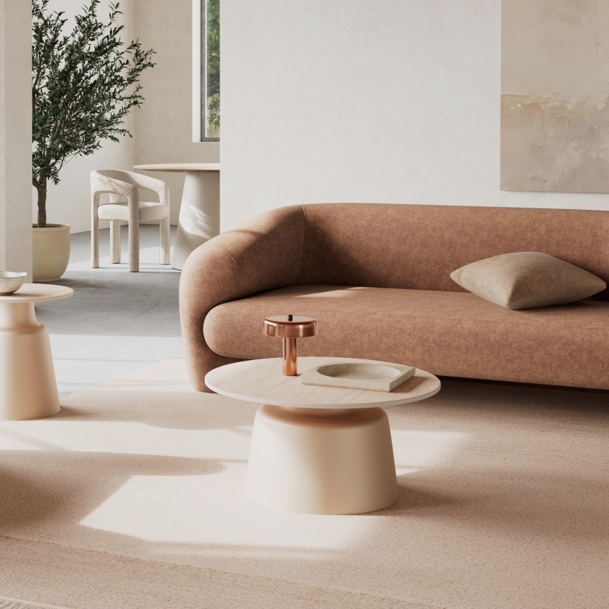 Table basse SANTORINI Ø 70 cm beige/gris/céramique