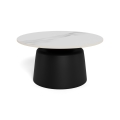 Table basse SANTORINI Ø 70 cm blanc/noir/céramique