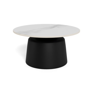 Table basse SANTORINI Ø 70 cm blanc/noir/céramique