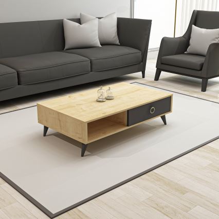 Table basse SILVER 33x90 cm anthracite/beige