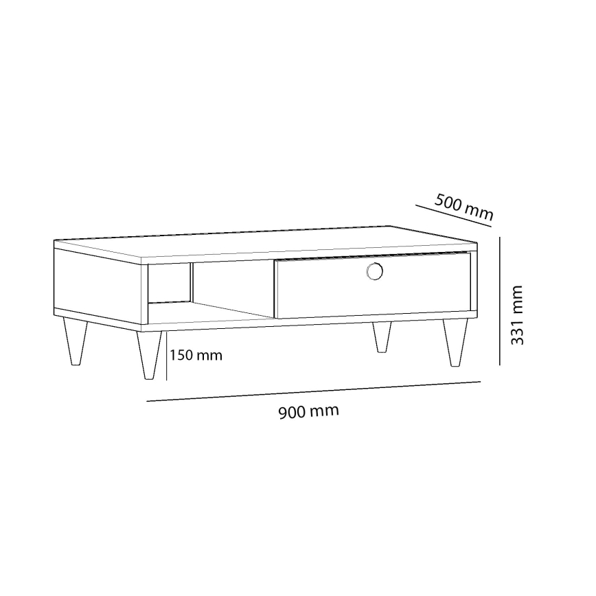 Table basse SILVER 33x90 cm anthracite/beige