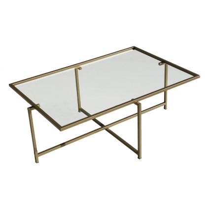 Table basse SOLEIL 35x94 cm doré/transparent