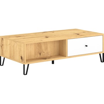 Table basse SULA chêne artisan/blanc