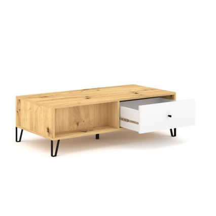 Table basse SULA chêne artisan/blanc