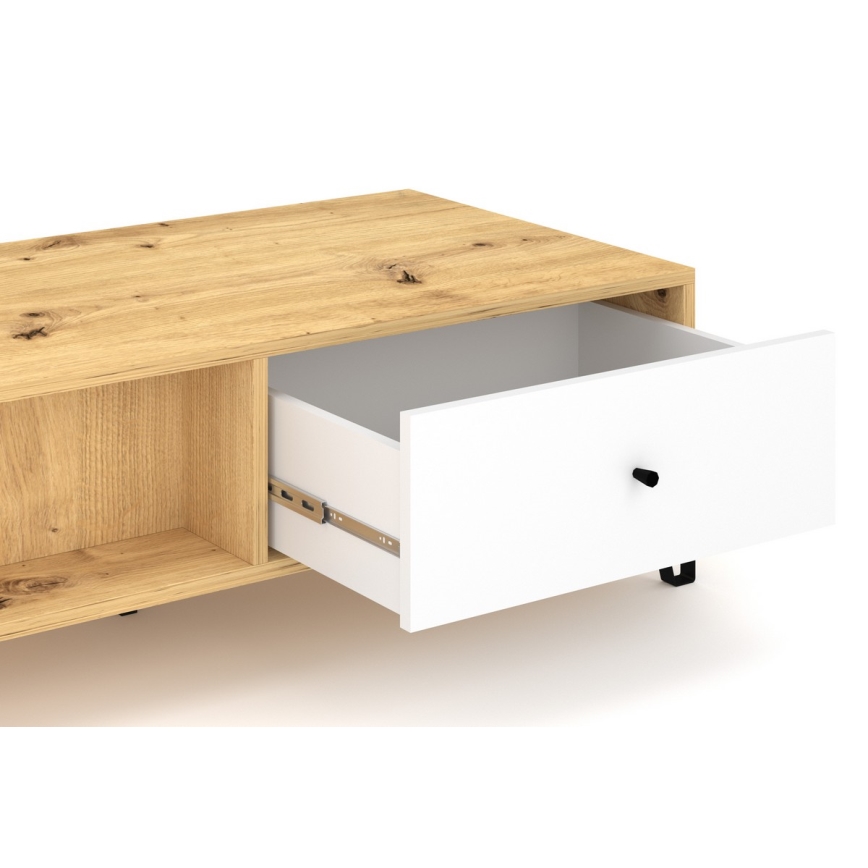 Table basse SULA chêne artisan/blanc