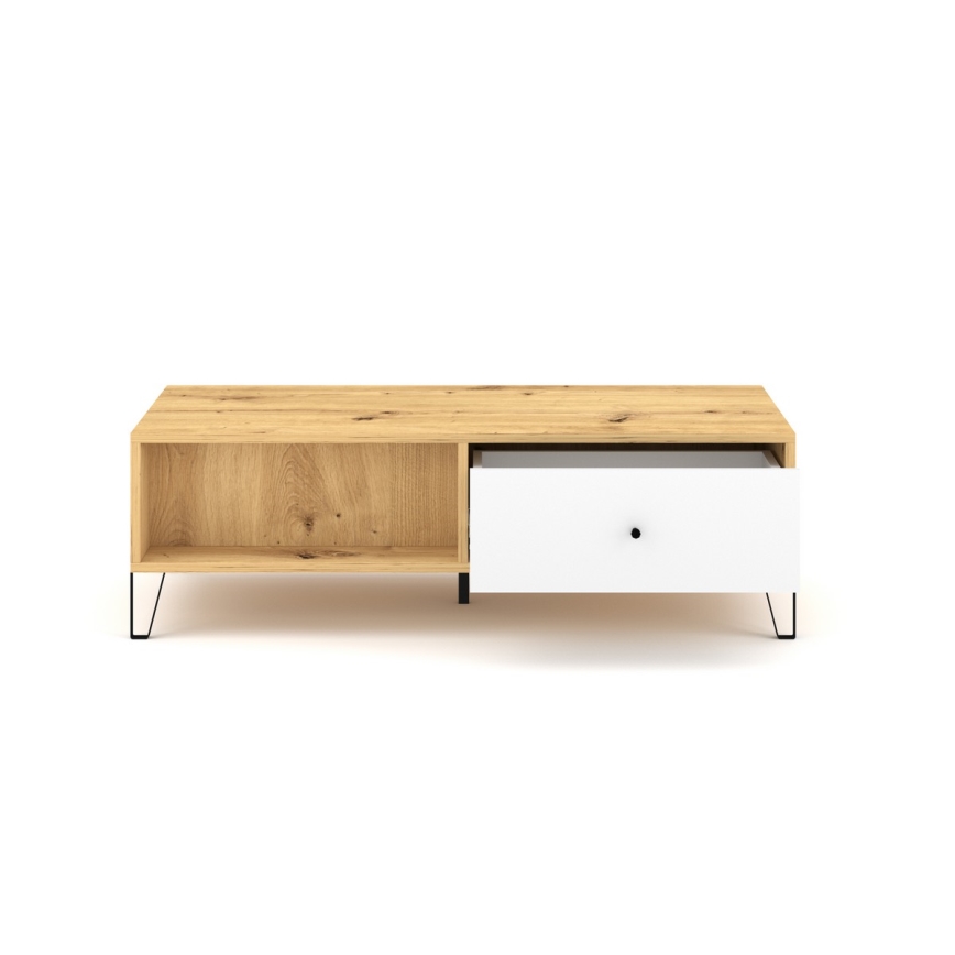 Table basse SULA chêne artisan/blanc