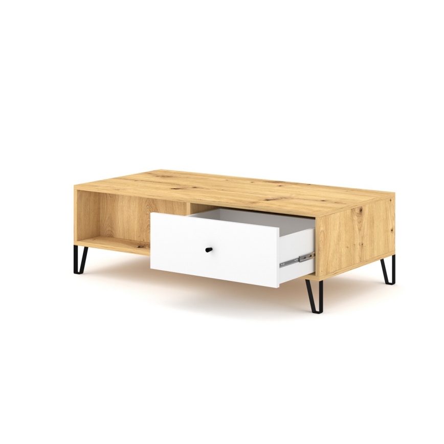 Table basse SULA chêne artisan/blanc