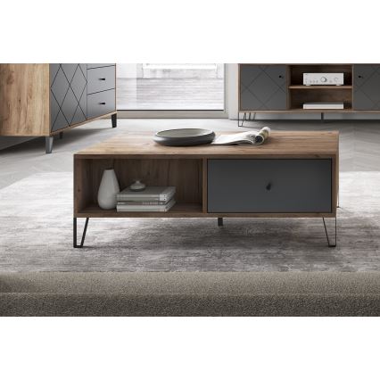 Table basse SULA chêne craft/noire