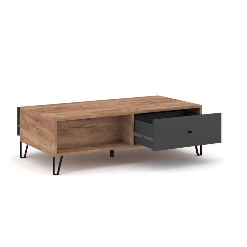 Table basse SULA chêne craft/noire