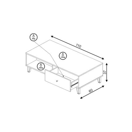 Table basse SULA chêne craft/noire