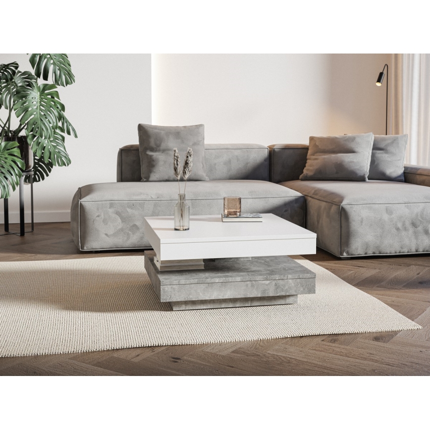 Table basse TIMO blanc/gris béton