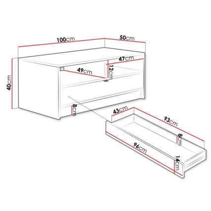 Table basse TIRENO 40 x 100 cm, blanche